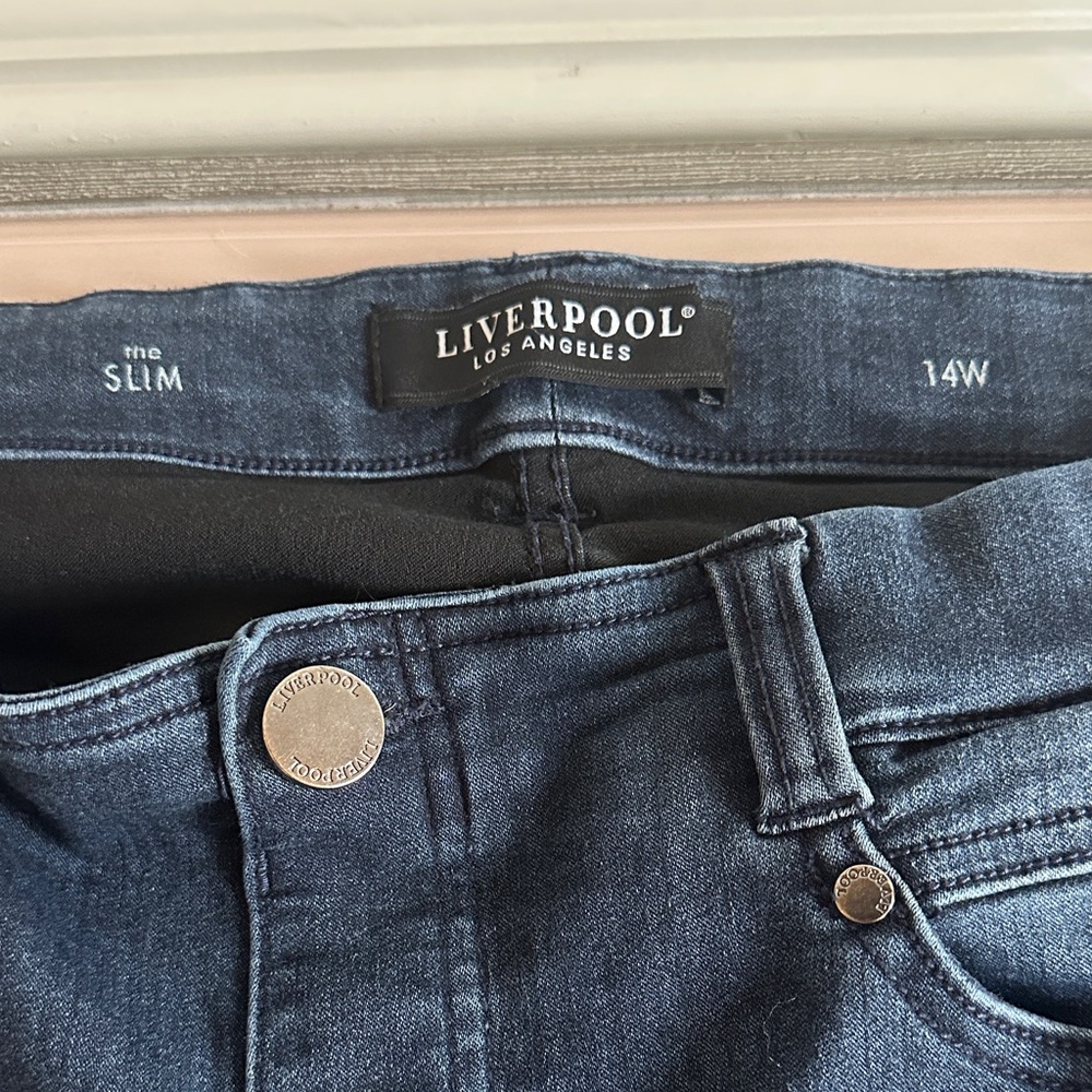 Liverpool Jeans Company Women's Straight Leg Jeans - Dark Blue